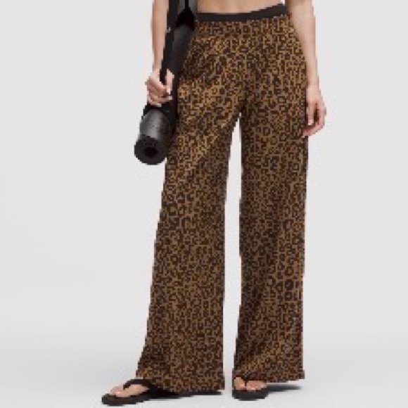 lululemon athletica Pants - Lululemon Swift Mid-rise Leopard Print Wide-Leg Pants